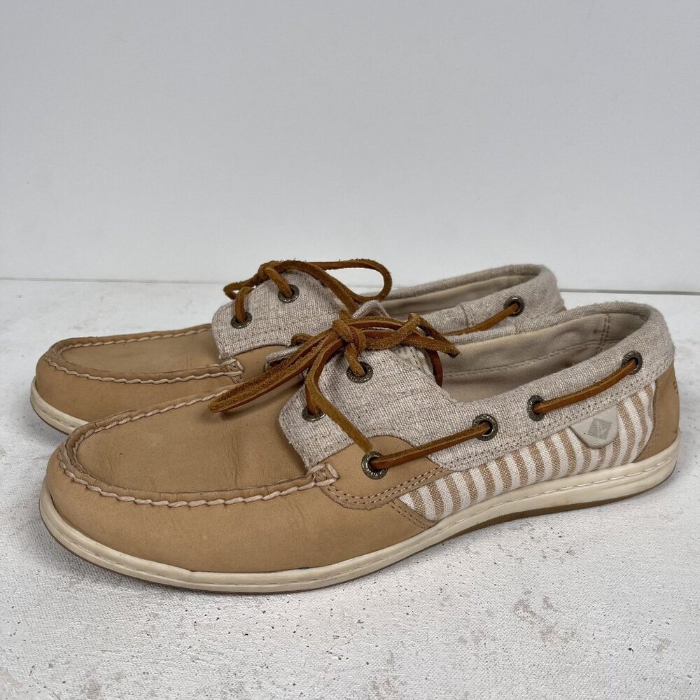 Sperry Topsider Anglefish Boat Shoes, #61428, Tan Leather Womens US Size 9.5 M